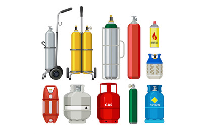 Gas cylinders. Butane helium acetylene propane metal tank cylinder pet