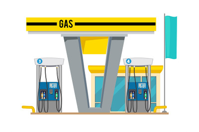 Gas pump station. Exterior of shop gas petroleum oils for cars vector