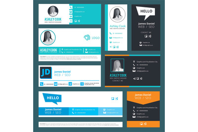 Email signature. Emailers author visit cards user interface design tem