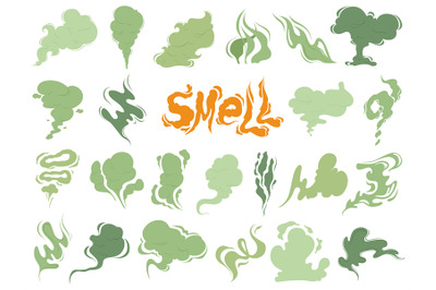 Bad smell. Steam smoke clouds of cigarettes or expired old food vector