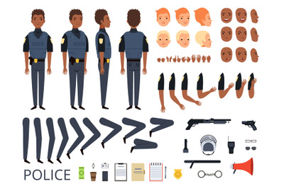 Police characters. Detail creation kit constructor bodyguard man cop p