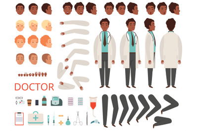 Medic animation. Doctor characters hospital medicine staff body parts