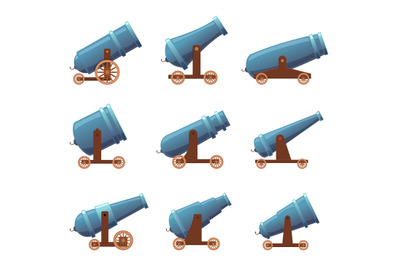 Cannon retro guns. Military pirate aggression artillery heavy medieval