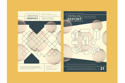 Annual report cover. Business reports template design project with abs