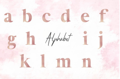 Lowercase Rose Gold Foil Alphabet