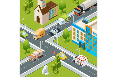 City crossroad traffic. Intersects cars moving crossing road safety ze