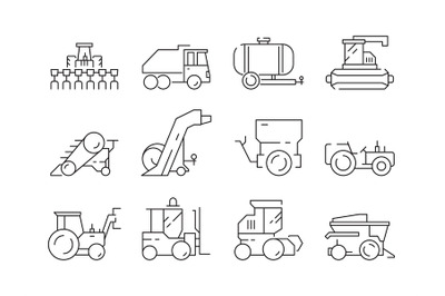 Farm vehicles. Tractor harvester buldozer village heavy machinery cons