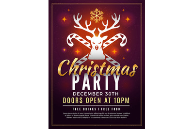 Christmas invitation. Holiday new year party celebration vintage poste