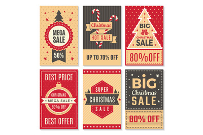 Christmas sale banners. New year special offers and discounts deals la