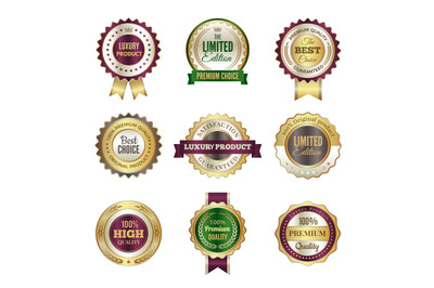 Luxury premium badges. High quality golden crown best choice labels an