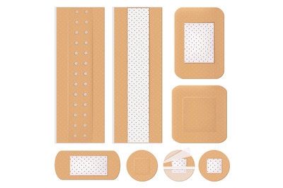 Medical bandage. Plastering shapes adhesive healthcare medicine plaste