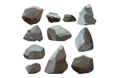 Stones cartoon. Rock mountains flagstone rocky vector illustrations is