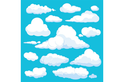 Fluffy cartoon clouds. Shine sky weather illustration panorama clean v