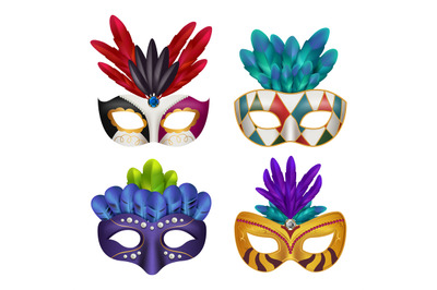 Carnival masks. Masquerade party celebration masked female vector real