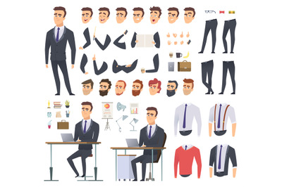 Manager creation kit. Businessman office person arms hands clothes and