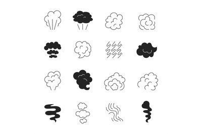 Smoke line icon. Steam smell and smoking clouds stylized symbols silho