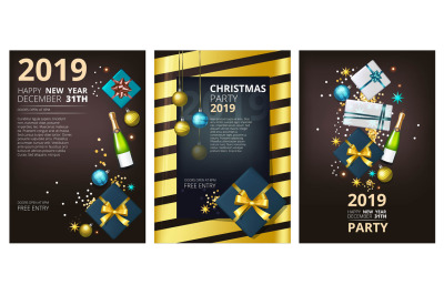 Holiday brochure template. Corporate greeting card party new year 2019