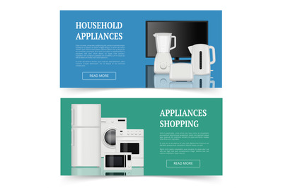 Appliances shopping. Advertising of electrical home household equipmen