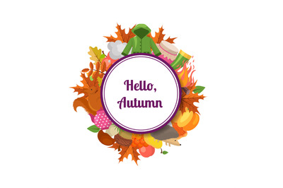 Vector autumn elements and leaves with place for text illustration