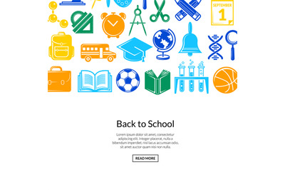 Vector back to school stationery background illustration