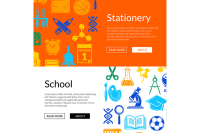 Vector back to school stationery web banner templates illustration