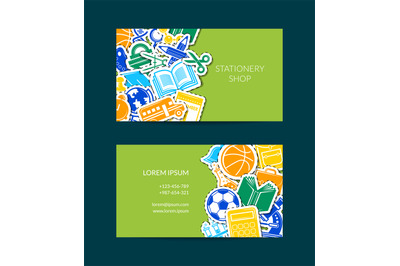 Vector back to school stationery business card template illustration