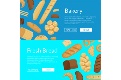 Vector cartoon bakery elements web banner templates illustration