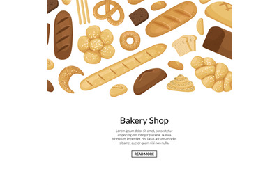 Vector cartoon bakery elements background with place for text illustra