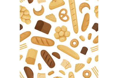 Vector cartoon bakery elements pattern or background illustration