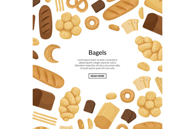 Vector cartoon bakery elements background with place for text illustra