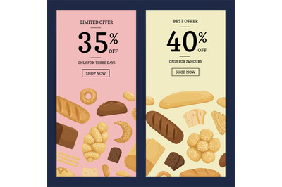 Vector cartoon bakery elements web banner templates illustration