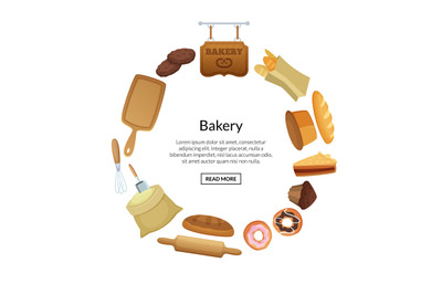 Vector cartoon bakery in circle shape with place for text illustration