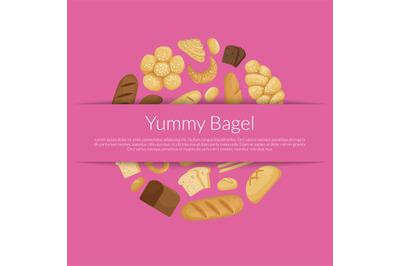 Vector cartoon bakery elements background with place for text