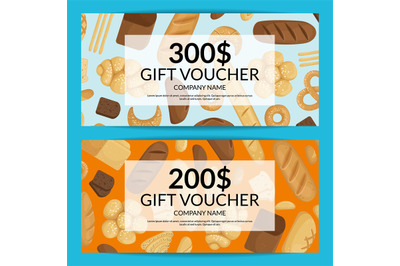 Vector cartoon bakery discount or gift voucher