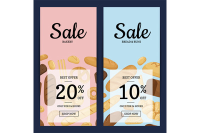 Vector cartoon bakery elements web banner templates illustration