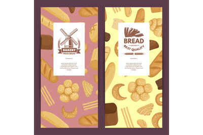 Vector cartoon bakery elements flyer templates illustration