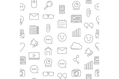 Vector line blog icons pattern or background illustration