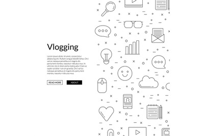 Vector line blog icons background with place for text illustration