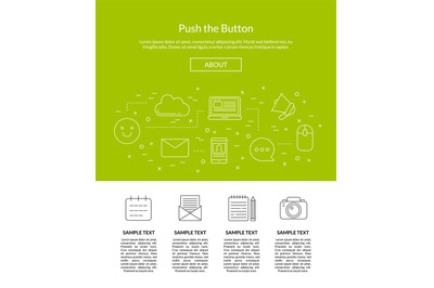 Vector line blog icons landing page template illustration