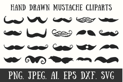 20 Handmade Mustache Cliparts