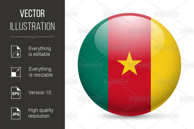 Round glossy icon of Cameroon