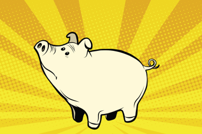 Funny cute pig pop art illustration