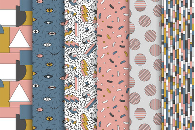 Memphis seamless trendy patterns