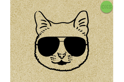 cat with sunglasses svg, dxf, vector, eps, clipart, cricut, download