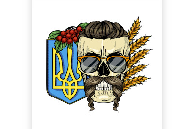 Skull with Ukrainian symbols