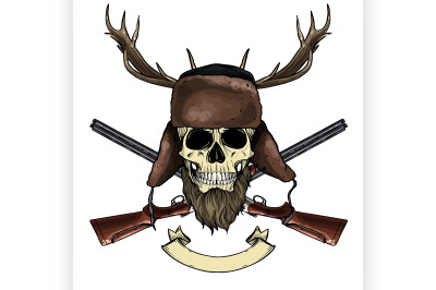 Hand drawn hunter skull