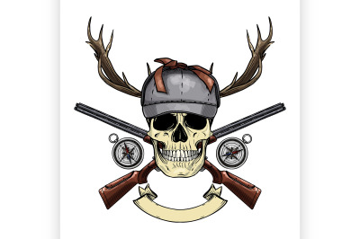 Hand drawn hunter skull