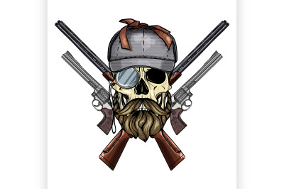 Hand drawn hunter skull