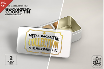 Metal Rectangular Cookie Tin&nbsp;&nbsp;Packaging Mockup