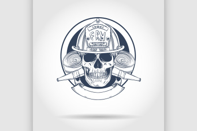 Sketch fireman skull